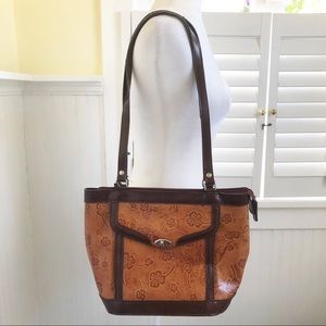 Marc Chantal Four-Leaf Clover Embossed Leather Bag